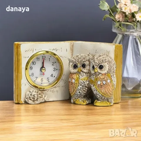 5830 Настолен часовник Книга с бухалчета, 8x15cm