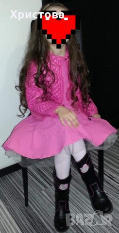 Детска цикламена рокля 116-128 размер, снимка 3 - Детски рокли и поли - 32375037