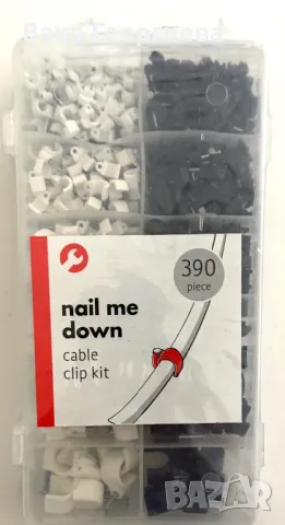 Комплект Скоби и Крепежи за Кабели Монтаж 390 бр, снимка 2 - Кабели - 48428480