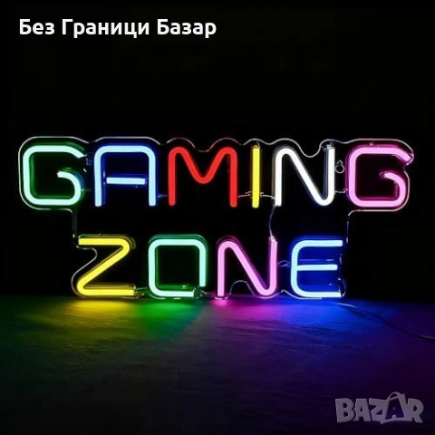 Нова Led 32 см Gaming Zone неонова лампа USB декор за геймъри стая дом