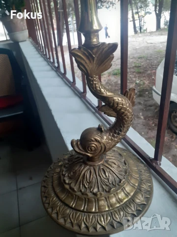 Страхотен стар салонен каминен висок пепелник - бронз, снимка 2 - Антикварни и старинни предмети - 50954386