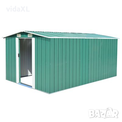 vidaXL Градинска барака, 257x392x181 см, метал, зелена（SKU:143344, снимка 1 - Други - 44935879