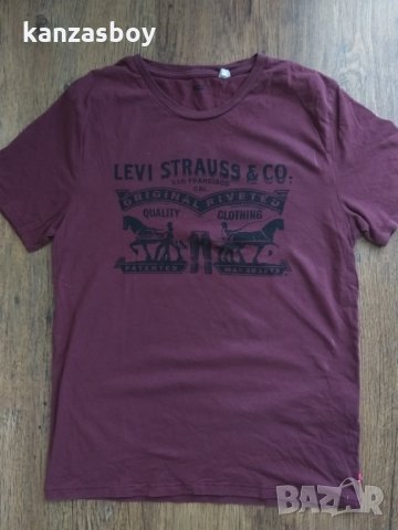 Levi's Burgundy Crew Neck Logo T-Shirt - страхотна мъжка тениска, снимка 5 - Тениски - 33634651
