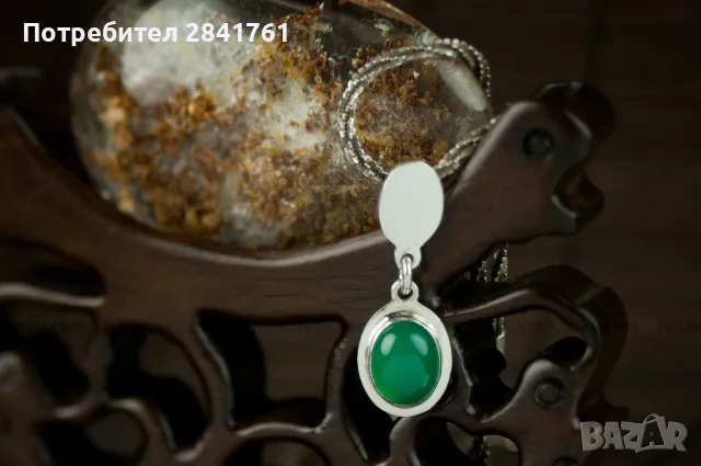 Сребърен комплект гривна и висулка със зелен ахат / оникс , снимка 12 - Бижутерийни комплекти - 47344989