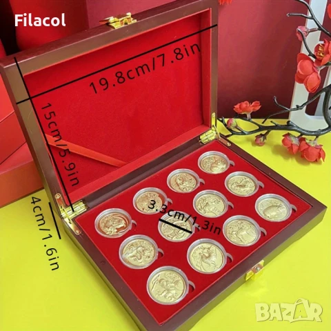 Сувенирни плакети - Китайски зодиак - 12 броя в кутия, снимка 4 - Нумизматика и бонистика - 50879091