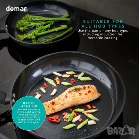 Swan SWPS2021BLKN Stealth Комплект тигани от кован алуминий от 2 части 24/28 см, черни, снимка 4 - Съдове за готвене - 48863381