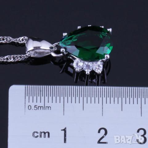 Сребърен комплект с кристали и изумруди, снимка 9 - Бижутерийни комплекти - 44886203