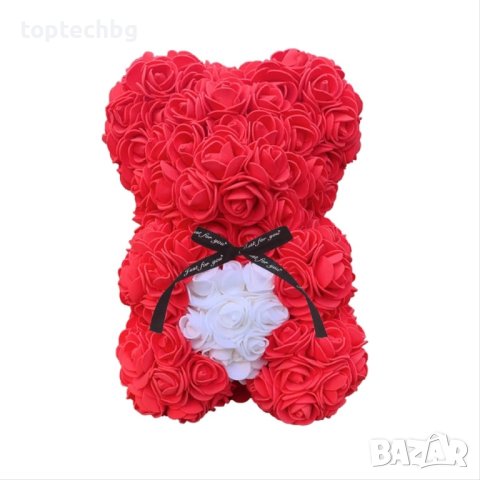 Мече от рози със сърце в кутия, снимка 4 - Романтични подаръци - 43819980