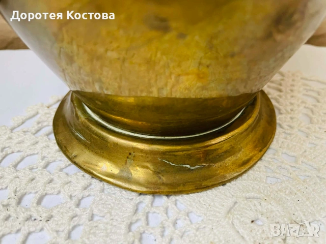 Голям месингов чайник от Англия с порцелан на капака, снимка 9 - Антикварни и старинни предмети - 53577942