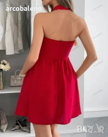 Елегантна дамска къса рокля с деколте, 4цвята , снимка 5 - Рокли - 50539652