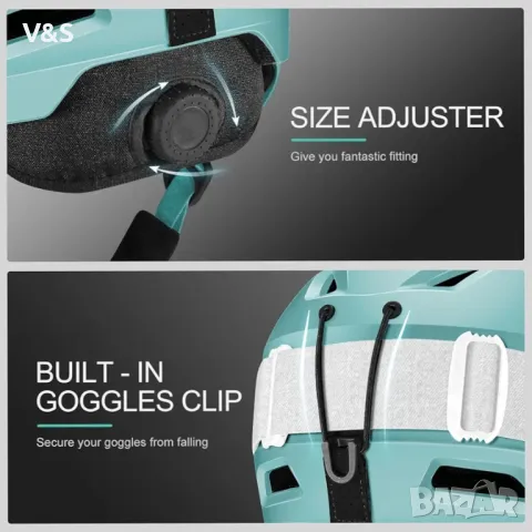 Ски каска Odoland с VLT 18% ски очила за ски и сноуборд, лека и регулируема, вентилирана каска , снимка 5 - Зимни спортове - 49227193