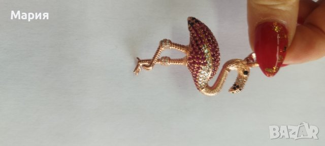 Сребърна висулка - фламинго , снимка 7 - Колиета, медальони, синджири - 43746366