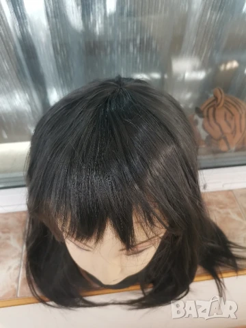 Нова средна дължина черна перука с бретон - 45 см - мод.5 →, снимка 7 - Аксесоари за коса - 50919387