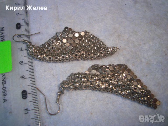 БЛЕСТЯЩИ СРЕБРИСТИ РОМБОИДНИ РЕТРО СТИЛ ОБЕЦИ АРТ ПЛЕТКА Тип РИЗНИЦА от БЛАГОРОДНА Нер СТОМАНА 99410, снимка 6 - Обеци - 37756349