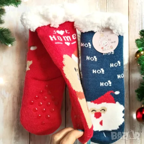5305 Детски дебели коледни чорапи с пух, 18-20 номер, снимка 5 - Чорапи - 47620443