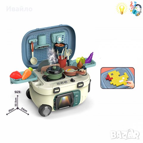 Детска кухня в куфар със звук и светлина 3в1, снимка 1