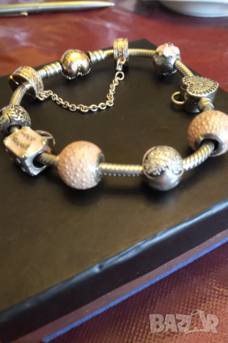 Оригинална  сребърна гривна Пандора  с розова позлата , снимка 10 - Гривни - 34912086