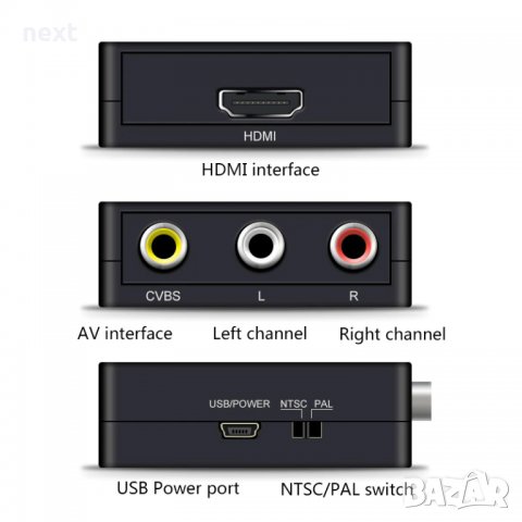 АКТИВЕН преходник HDMI към  AV,RCA(чинчове) + Гаранция, снимка 6 - Кабели и адаптери - 27567679