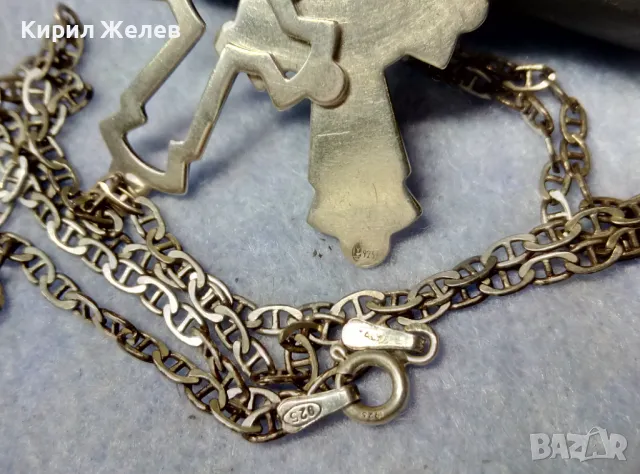 СТИЛЕН ДВОЕН СРЕБЪРЕН КРЪСТ със СРЕБЪРНА ВЕРИЖКА - СРЕБРО 925 ITALY МАЙСТОРСКА АРТ ИЗРАБОТКА 50133, снимка 3 - Колиета, медальони, синджири - 49327994