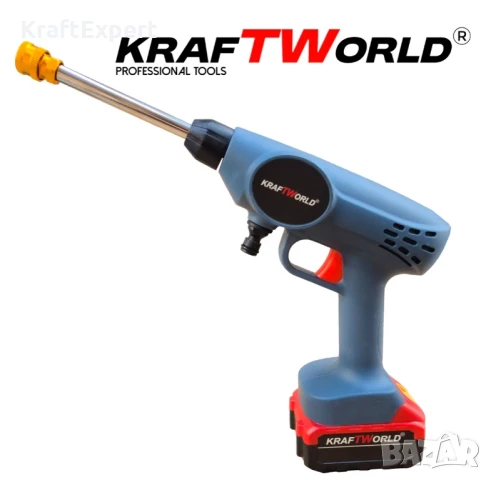 Акумулаторна Водоструйка KraftWorld с 2 Батерии Налягане 26 бара + Kонтейнер за Препарат и Аксесоари, снимка 3 - Други инструменти - 50488212