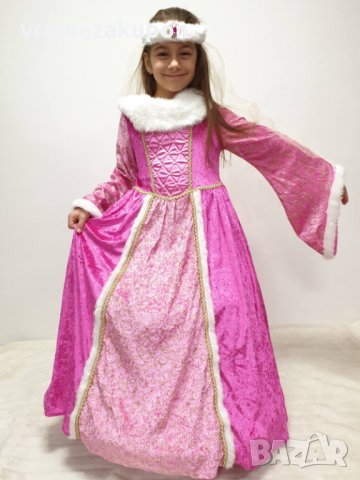 Много луксозна плюшена рокля на принцеса Аврора с обръчи и аксесоар за главата, снимка 3 - Детски рокли и поли - 35499677
