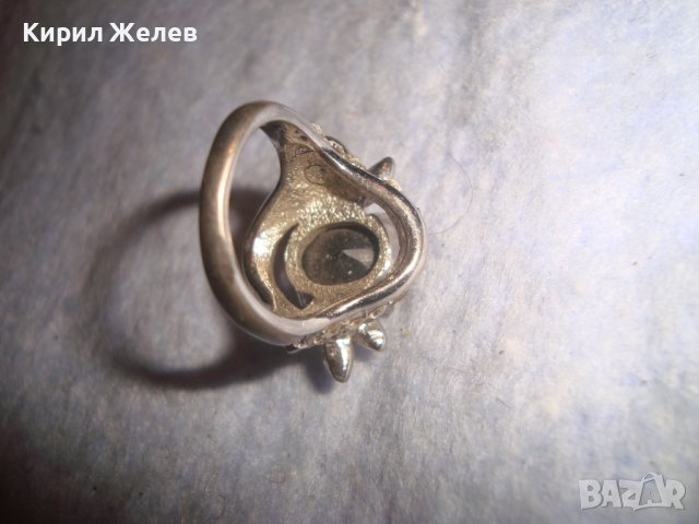 ПРЕКРАСЕН ФЛОРАЛЕН АР НУВО ПОСРЕБРЕН ПРЪСТЕН с ЮВЕЛИРНО ФАСЕТИРАН ГОЛЯМ МАРКАЗИТ и ЦИРКОНЧЕТА 70571, снимка 6 - Пръстени - 37512615