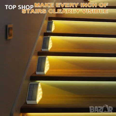 Dasing 4 броя соларни стълбищни лампи, IP67 водоустойчиви, снимка 2 - Соларни лампи - 49640927