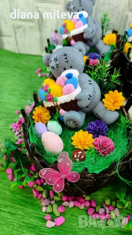 Великденска кашпа с мече!!!, снимка 3 - Декорация за дома - 49852136