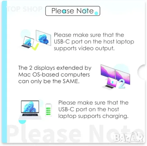 Докинг станция за лаптоп, WAVLINK 10G USB C хъб с двоен HDMI, 100W PD вход, 10Gbps USB-A/C 3.2, снимка 5 - Друга електроника - 49451958