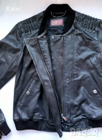 7 for All Mankind черно кожено с шипове на раменете размер С , снимка 10 - Якета - 47643283