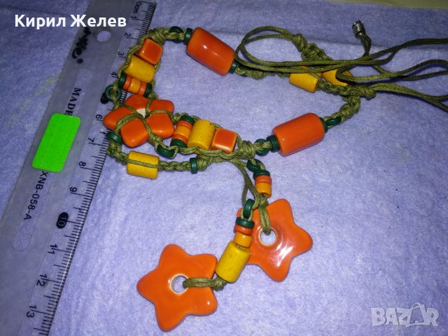 МНОГО ЕФЕКТНО и КРАСИВО ФЕШЪН АРТ КОЛИЕ ЦВЕТНА КЕРАМИКА и ПЛЕТКА ХЕНД МЕЙД УКРАШЕНИЕ 34779, снимка 7 - Колиета, медальони, синджири - 39178192