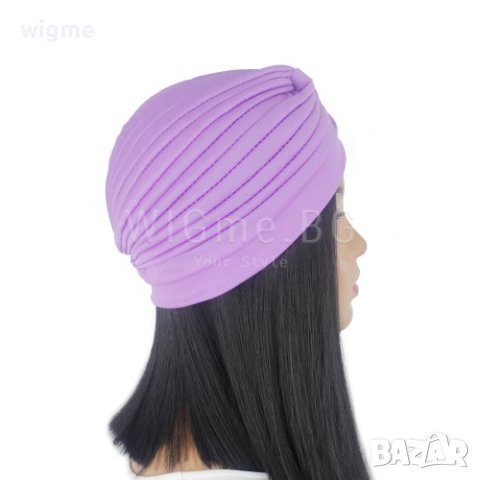 Тюрбан за коса едноцветен светлолилав, снимка 2 - Аксесоари за коса - 40495467