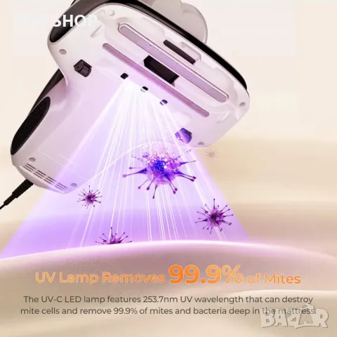 Прахосмукачка за матраци JIGOO S100 със сензор за акари, UV светлина, снимка 8 - Прахосмукачки - 49971290