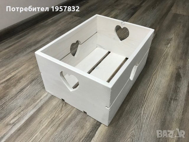 Декоративна дървена щайга със сърчица, снимка 4 - Декорация за дома - 27145415