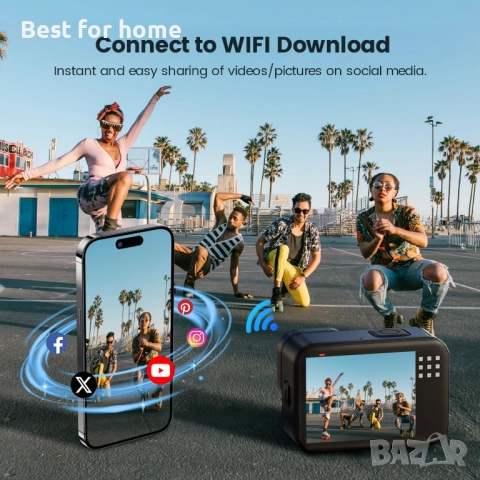 4K 60FPS 48MP WiFi екшън камера с тъчскрийн Go10, снимка 6 - Камери - 52901788