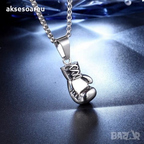 Колие боксова ръкавица верига от неръждаема стомана боксьорска ръкавица за мъже мъжки хип-хоп спортн, снимка 10 - Колиета, медальони, синджири - 38282313