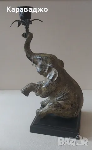 Бронзов Слон Свещник, снимка 3 - Декорация за дома - 48645113