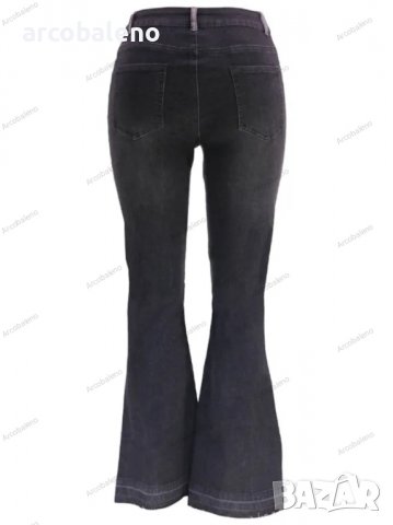 Дамски двуцветни улични изпрани клоширани дънки, 3цвята , снимка 5 - Дънки - 39745756