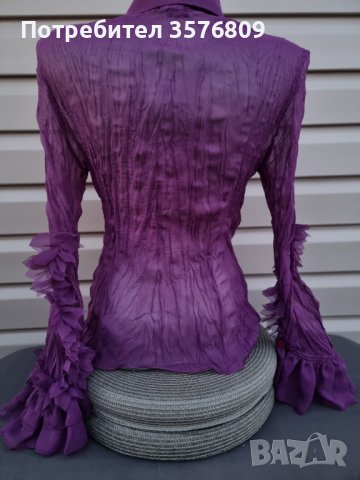 Дамска риза с дълъг ръкав в лилав цвят - модел 31, снимка 2 - Блузи с дълъг ръкав и пуловери - 39225085