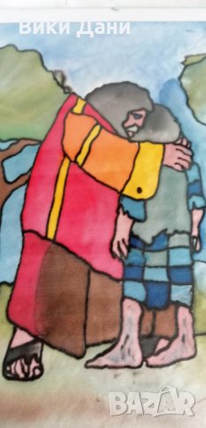 стилна рамкирана живопис в/у коприна от Израел, снимка 2 - Картини - 32906008