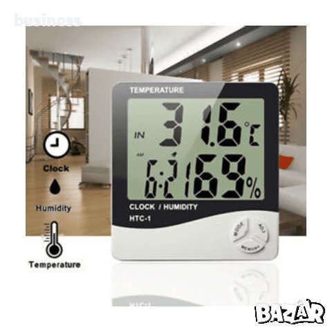 Дигитален часовник с термометър и влагомер, снимка 3 - Друга електроника - 30179498