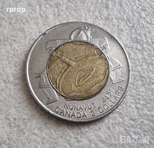 Монета. Канада. 2 долара. 1999 година. Основаването на Нунавут.