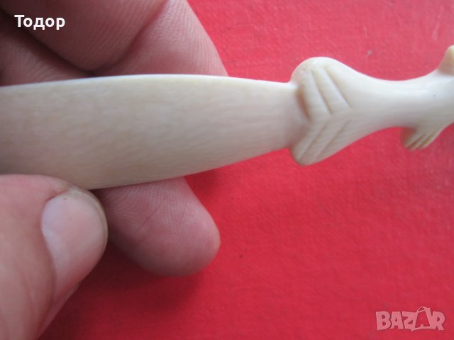 Страхотен нож от слонова кост 19 век, снимка 3 - Колекции - 37853499