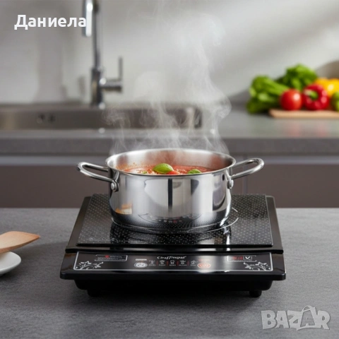 Индукционен котлон Cheffinger - 2000W, с дигитален дисплей, таймер и защита от прегряване, снимка 5 - Котлони - 53108632