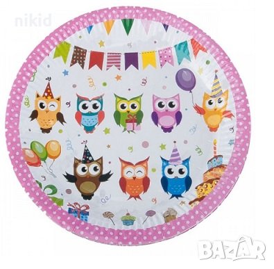 Бухал бухали бухалчета 8 бр големи парти чинии чинийки