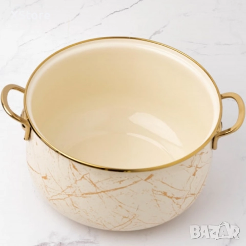 Тенджера Goldmann GM 8017-26B, 26см., Емайл, Индукция, Бял/Старо злато, снимка 7 - Съдове за готвене - 52507737