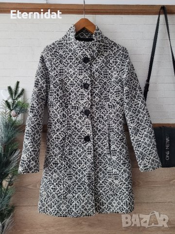 Палто черно и бяло вълна 