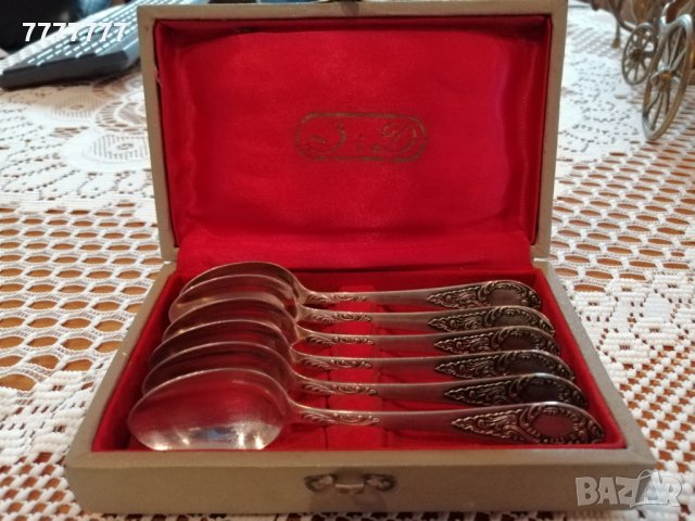 Старинен комплект руски лъжички дълбоко посребрени ., снимка 4 - Антикварни и старинни предмети - 27854743