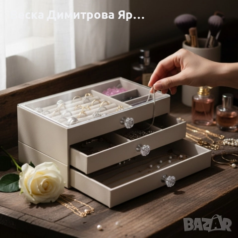 Органайзер за бижута с три чекмеджета – Multi functional Jewelry Storage Box, снимка 2 - Бижутерийни комплекти - 51821030