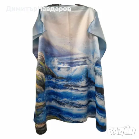 Лятна плажна туника от коприна, с артистични и морски десени, снимка 12 - Туники - 49910088